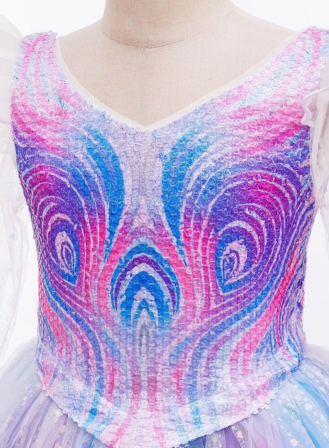 Szytypyl Good Witch Glinda Costume Dress for Girls Halloween Sequins Tulle Dresses Purple - Image 3